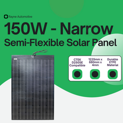 150W narrow semi-flexible solar panel for efficient energy