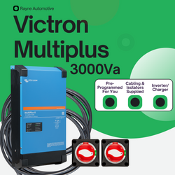Victron Multiplus II 12V-230V 3000Va - With leads, battery switches and programmed charger.