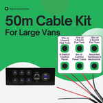50M Campervan 12V Electrics Cable Kit with 6-Switch Control Panel For Large Vans