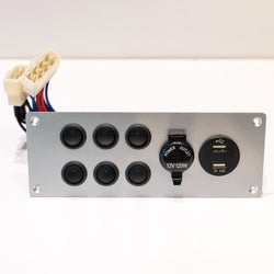 Brushed silver 6-switch control panel for 12V systems - Alternate View