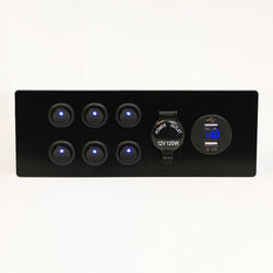 6-Switch Control Panel 12V - Satin Black - Alternate View