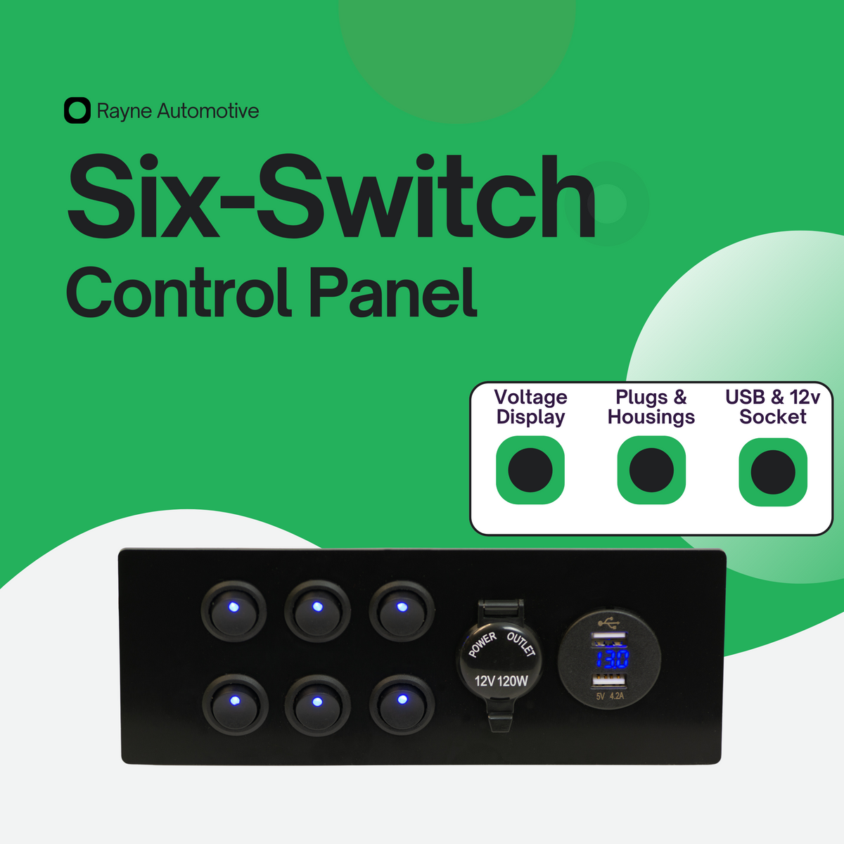 6-Switch Control Panel 12V - Satin Black