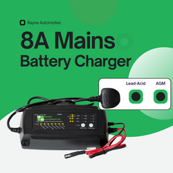 8A Intelligent Mains Leisure Battery Charger 240V-12V DC
            