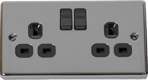 Double Socket — Black Nickel Finish