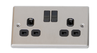 Double Socket — Brushed Silver Finish
