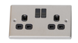 Double Socket — Brushed Silver Finish