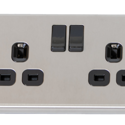 Double Socket — Brushed Silver Finish
            