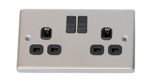 Double Socket — Brushed Silver Finish