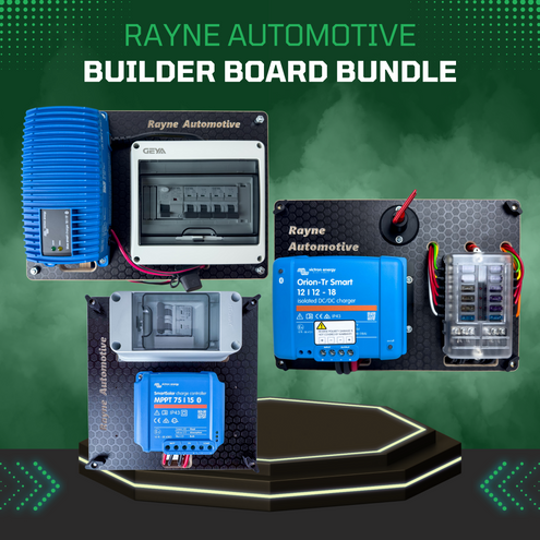 Complete pre-wired campervan electrics bundle with solar boards.