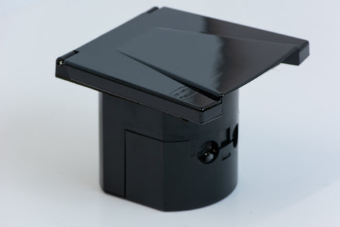 Mains 240V Inlet Socket — Black Flush Mount For Campervan Hook-Up