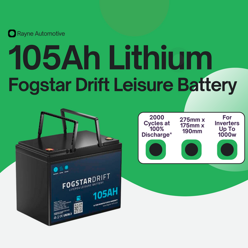 Lithium Leisure Battery - Fogstar Drift 12v 105Ah