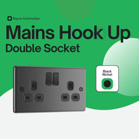 Mains Hook Up Double Socket Black Nickel — Mains Hook-Up Double Socket and 5M Cable Pack — 1 to 4 Sockets