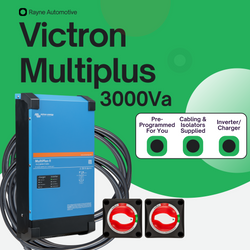 Victron Multiplus II 12V-230V 3000Va - With leads, battery switches and programmed charger.
            