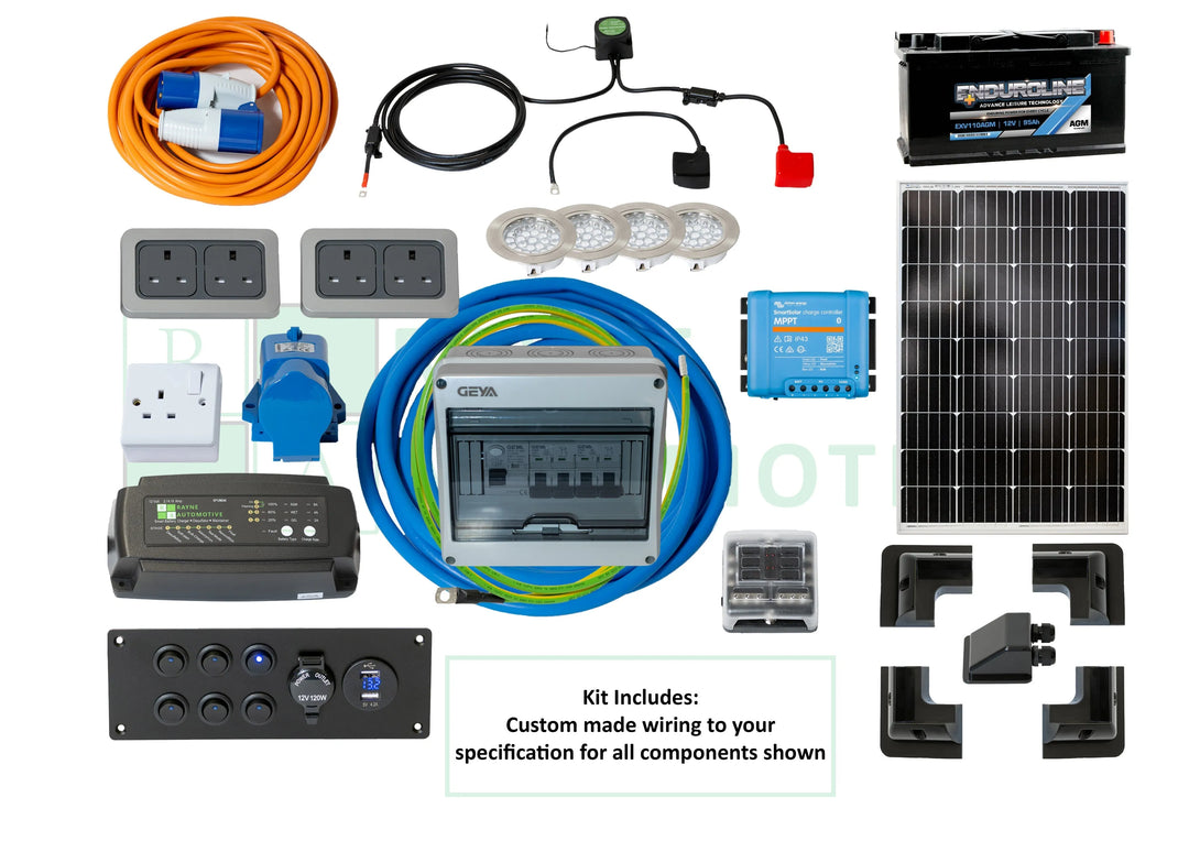 12V/240V solar camper conversion kit for off-grid use.