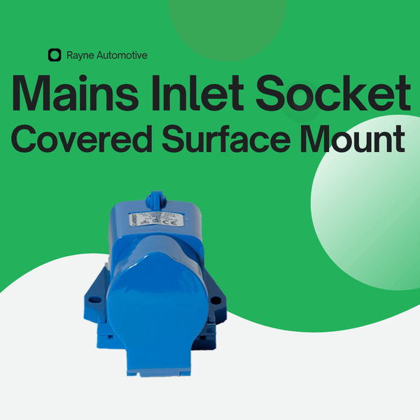 Mains 240V Inlet Socket — Covered Surface Mount For Campervan Hook-Up