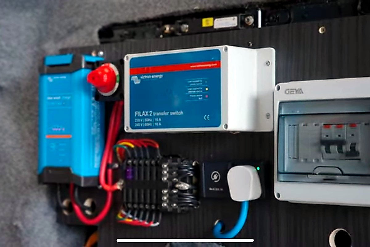 Kia PV5 pre-wired power board installed in a campervan conversion